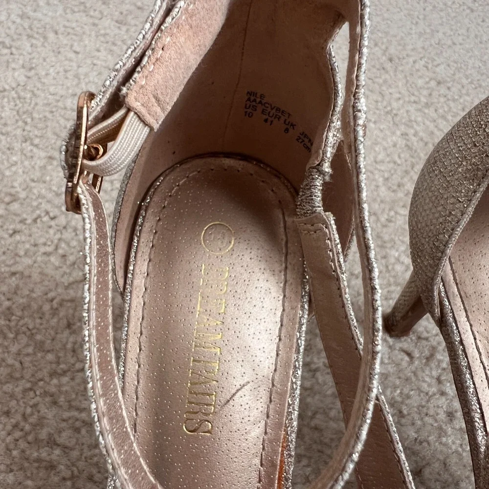 Dream‎ Pairs Gold Glitter Heels Ankle Strap Criss Cross Party Shoes US 10
